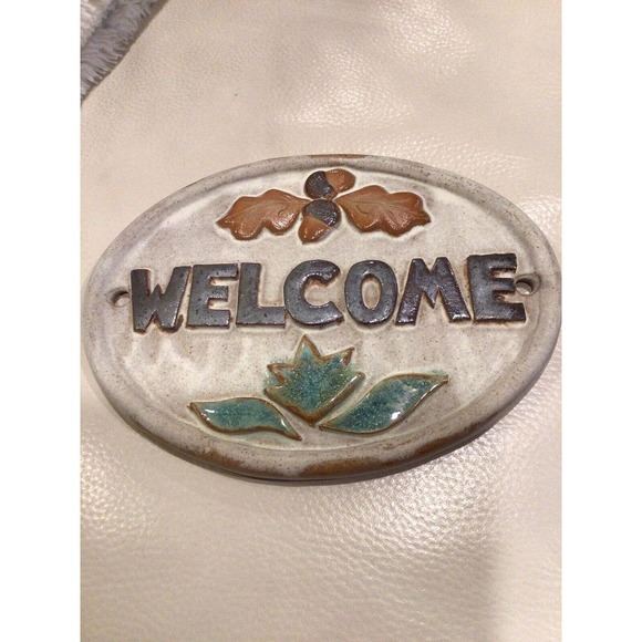 Welcome Sign For Home Clay Signed On The Back By Canterbury Pottery Co - Picture 1 of 6